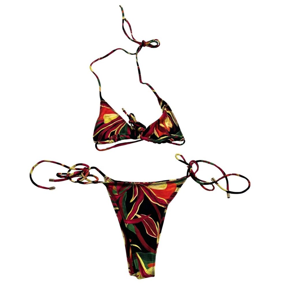 Shondel Amira Top and Fantasia Bottoms Bikini Set in Black Lotus
